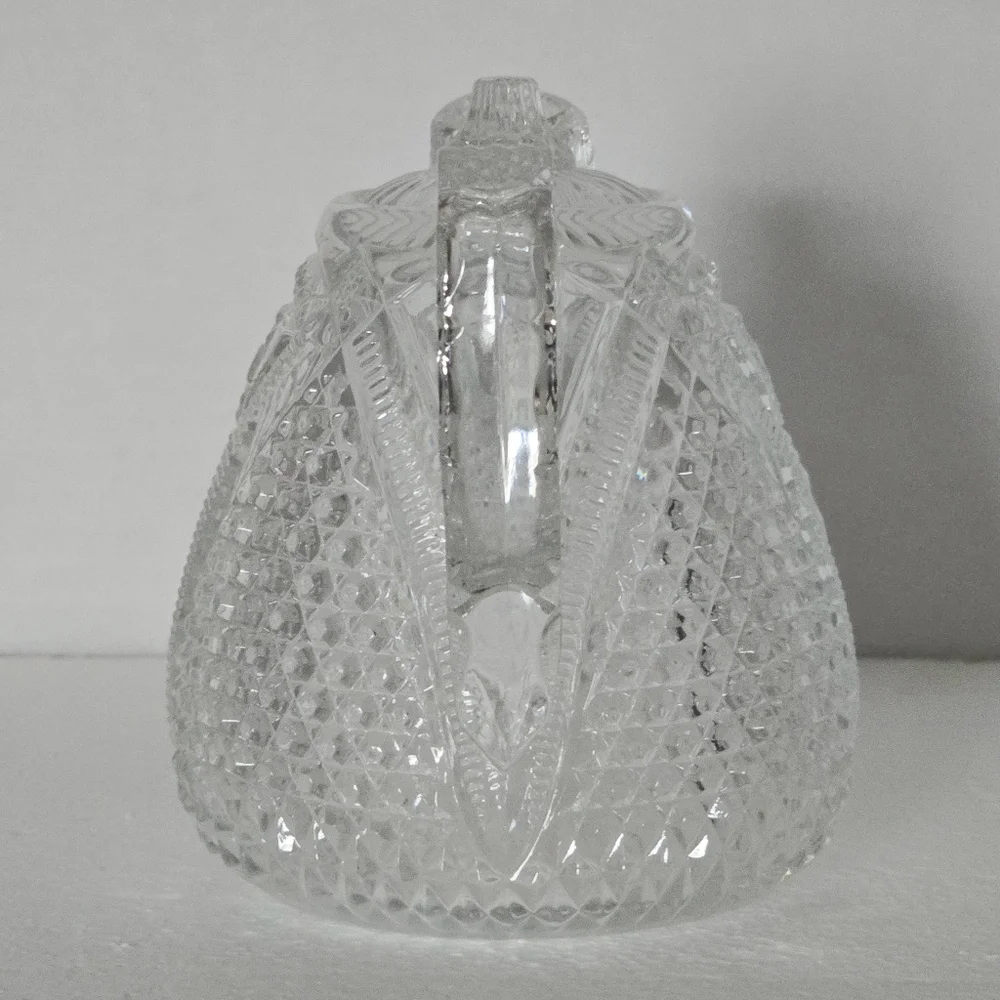 Vintage Early American Pressed Cut Clear Glass Rum Jug